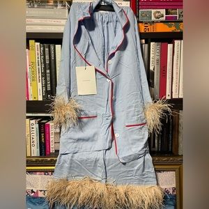 NWT Sleeper Feather Trim Pajamas